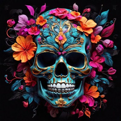 How to Create Stunning AI Art with Leonardo Surreal skull with neon flowers