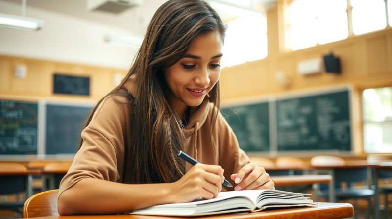 Friend or Foe? The Truth About AI’s Growing Role in Schools b27 05 flux schnell a young adult woman with long brown hair and a ge 3