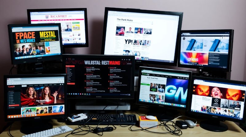 b31 02 flux schnell a cluttered desk with multiple computer screens e 1