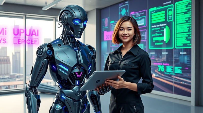 b36 07 flux schnell a humanoid robot with metallic skin and glowing b 3